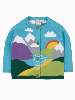 Bleu - Cardigan Frugi Reva en maille