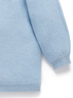 Bleu - Cardigan Purebaby en maille texturée