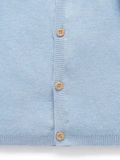 Bleu - Cardigan Purebaby en maille texturée