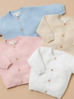 Bleu - Cardigan Purebaby en maille texturée