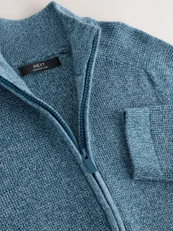 Bleu - Cardigans Texture zippé en maille (3-16ans)