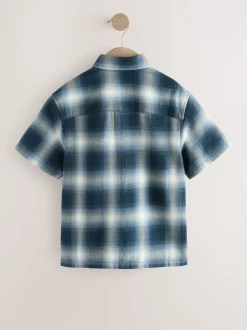Bleu à carreaux ombre - Manches courtes Shirt (3-16yrs)