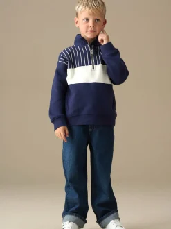 Bleu - Chandail Angel & Rocket Ayden à col zippé en jacquard