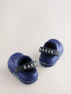 Bleu - Chaussons sabots Baker by Ted Baker doublés de peau de mouton