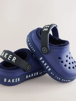 Bleu - Chaussons sabots Baker by Ted Baker doublés de peau de mouton