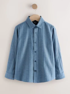 Bleu - Chemise à manches longues à chevrons (3-16ans)
