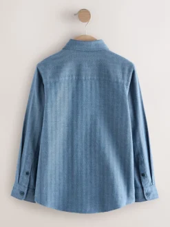 Bleu - Chemise à manches longues à chevrons (3-16ans)