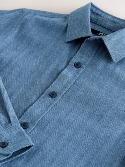 Bleu - Chemise à manches longues à chevrons (3-16ans)