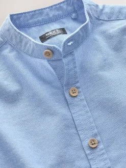 Bleu - Chemise Oxford à Manches longues et Col mao (3mois-7ans)