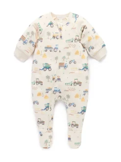 Bleu - Combinaison de nuit Purebaby zippée en polaire