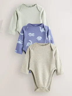 Bleu - Dysplasie Hip Bébé Manches longues Body 3 Lot