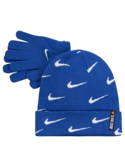 Bleu - Ensemble bonnet et gants Nike Swoosh Repeat