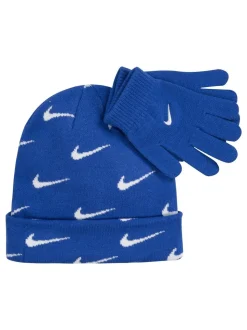 Bleu - Ensemble bonnet et gants Nike Swoosh Repeat