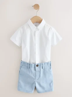 Bleu - Ensemble gilet, chemise, short et cravate (3mois9ans)