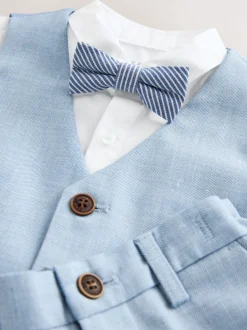 Bleu - Ensemble gilet, chemise, short et cravate (3mois9ans)