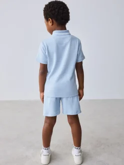 Bleu - Ensemble polo et short Baker By Ted Baker texturés