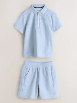 Bleu - Ensemble polo et short Baker By Ted Baker texturés