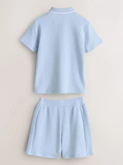 Bleu - Ensemble polo et short Baker By Ted Baker texturés