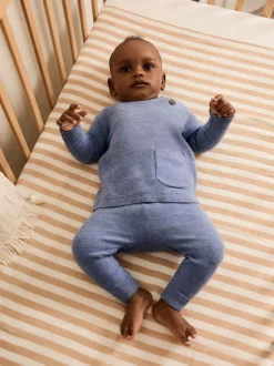 Bleu - Ensemble pull et legging en maille bébé (0 mois-2 ans)