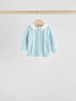 Bleu - Ensemble pull et legging en maille bébé (0mois-3ans)