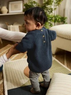 Bleu - Ensemble pull et legging en maille bébé (0 mois-2 ans)