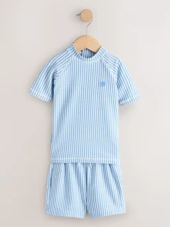Bleu - Ensemble rash texturé et Shorts de bain (3mois-7ans)