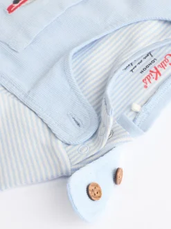 Bleu - Ensemble salopette et body bébé en velours côtelé 100% coton