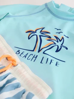 Bleu - Ensemble Sunsafe Rash Gilet et short de bain (3mois-7ans)