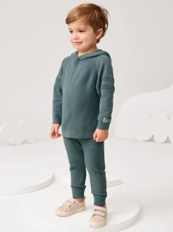 Bleu - Ensemble Sweat-shirt à capuche et Survêtement en maille (3mois-7ans)