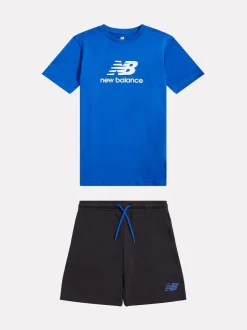 Bleu - Ensemble t-shirt et short ft à logo empilé New Balance