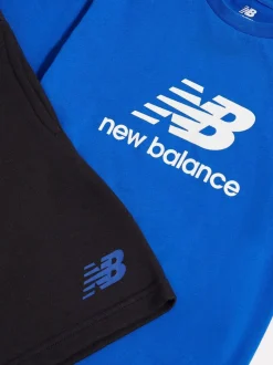 Bleu - Ensemble t-shirt et short ft à logo empilé New Balance