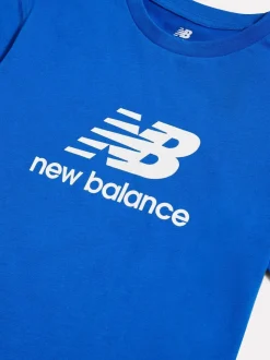 Bleu - Ensemble t-shirt et short ft à logo empilé New Balance