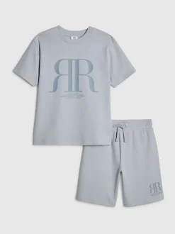 Bleu - Ensemble t-shirt et short River Island Road Running