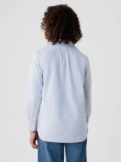 Bleu - Gap Coton Manches longues Pocket Oxford Chemises (4-13yrs)