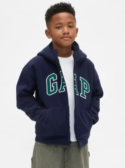 Bleu - Gap Sweat-shirt à capuche zippé à logo Vintagesoft (4-13ans)