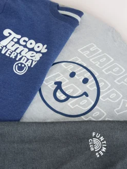 Bleu / Gris Slogan - Lot de 3 pyjamas décontractés (9mois à10ans)