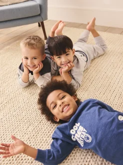 Bleu / Gris Slogan - Lot de 3 pyjamas décontractés (9mois à10ans)