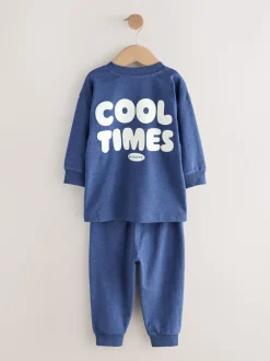 Bleu / Gris Slogan - Lot de 3 pyjamas décontractés (9mois à10ans)