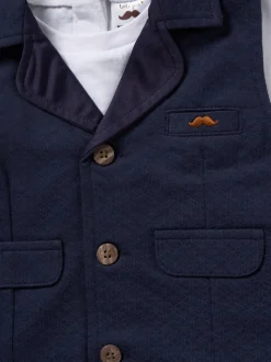 Bleu - Little Gent Ensemble chemise, gilet et short 100% coton