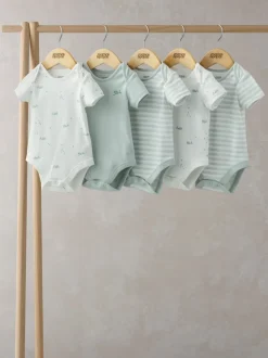 Bleu - Lot 5 bodys Mamas & Papas bleus 100% coton à manches courtes