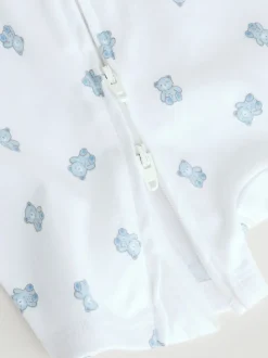 Bleu - Lot de 3 barboteuses zippées bidirectionnelles pour bébé (0 mois à 3 ans)