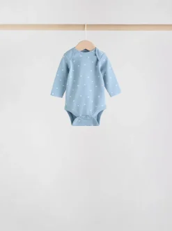 Bleu - Lot de 5 bodys à manches longues pour bébé