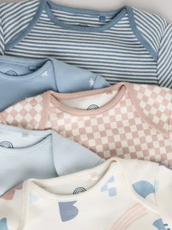 Bleu - Lot de 5 bodys à manches longues pour bébé