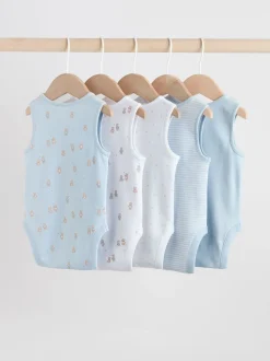 Bleu - Lot de 5 bodys pour bébé motif ours