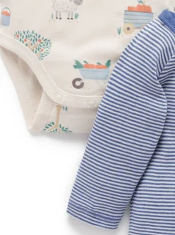 Bleu - Lot de 2 bodys Purebaby