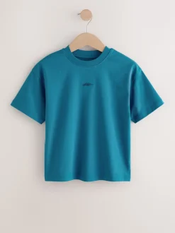 Bleu - Lot de 4 T-shirts à Manches courtes avec Logo Graphique sur la Poitrine (3-16ans)