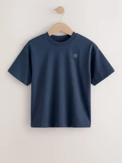 Bleu - Lot de 4 T-shirts à Manches courtes avec Logo Graphique sur la Poitrine (3-16ans)