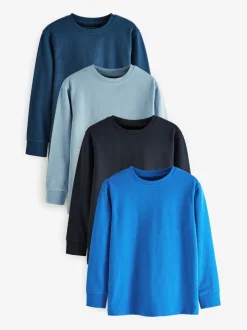 Bleu - Lot de 4 T-shirts à manches longues et confortables (3-16ans)