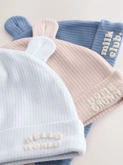 Bleu - Lot de 100bonnets bébé en coton 3 slogan (0-18mois)