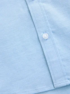 Bleu - Manches courtes Coton riche Oxford Chemise (3-16ans)